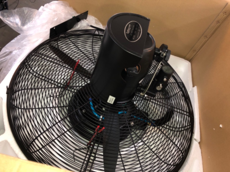 Photo 4 of INCOMPLETE- BOX 1 OF 2- Luma Comfort Powerful 26 in. 3-Speed Durable Oscillating Outdoor Misting Fan with Water Tank for Patio Backyard - Black --- FAN ONLY 