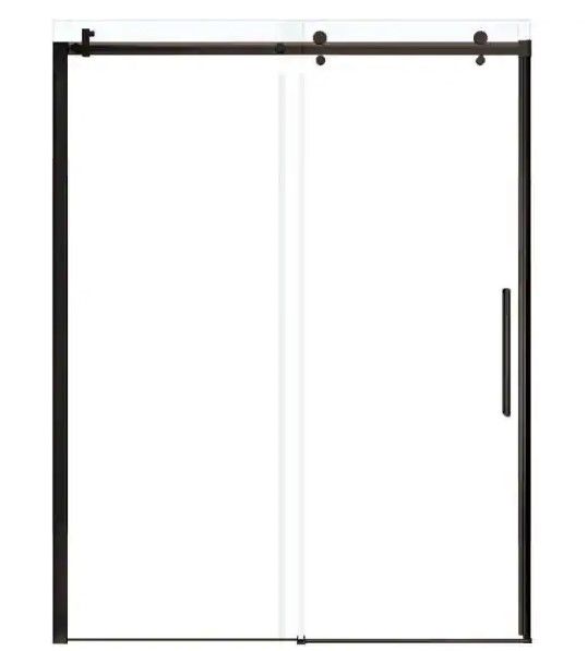 Photo 1 of Aquatic Alpine 56.5 in. - 59 in. x 75 in. Frameless Sliding Shower Door in Dark Bronze