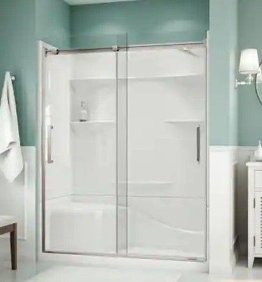 Photo 1 of Aquatic Artesia 56 in. - 59 in. x 74 in. Frameless Sliding Shower Door in Chrome