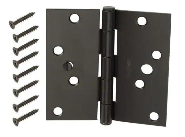 Photo 1 of 3PCK-Everbilt 4 in. Oil-Rubbed Bronze Square Corner Security Door Hinges Value Pack (3-Pack)