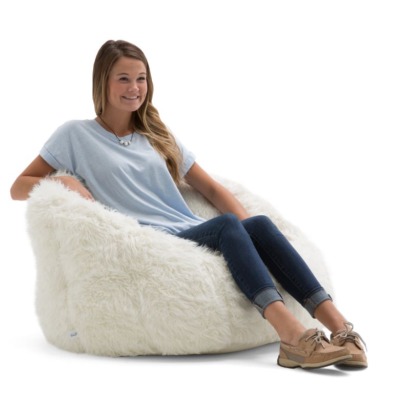 Photo 1 of Big Joe Milano Shag Bean Bag Chair, Ivory Shag Fabric
