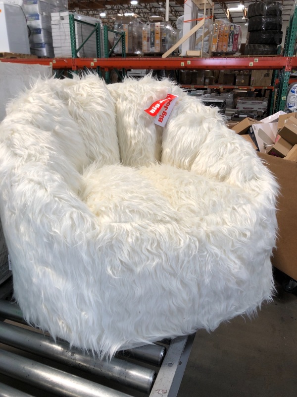 Photo 2 of Big Joe Milano Shag Bean Bag Chair, Ivory Shag Fabric
