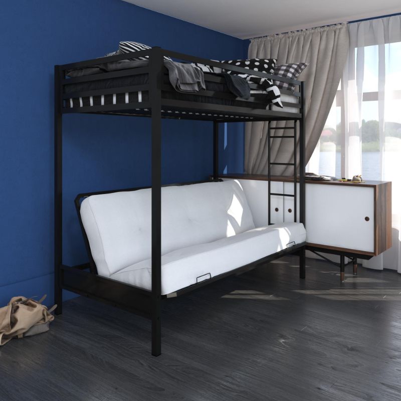 Photo 1 of (MISSING COMPONENTS, MISSING HARDWARE)
DHP Miles Twin Over Futon Metal Bunk Bed with Ladder for Kids, Black
