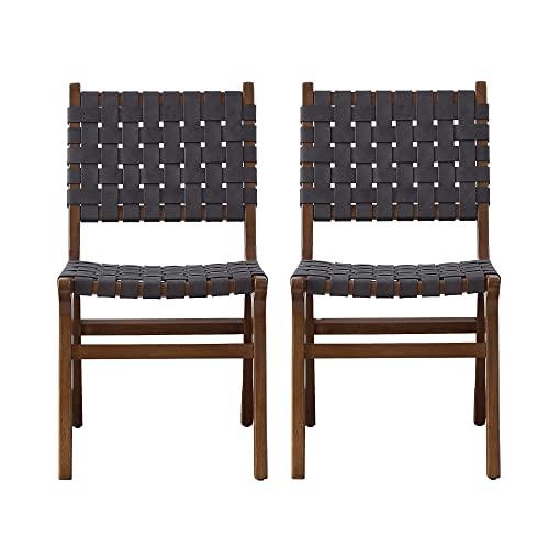 Photo 1 of *ONE CHAIR IS BROKEN, SECOND CHAIR HAS FINE CRACKS*
Ball & Cast Home Kitchen Faux Leather Woven Dining Chair Set of 2, 18 X 25 X 34.5 Inch(W X D X H), Dark Grey
