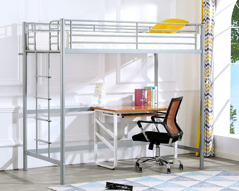 Photo 1 of (MISSING HARDWARE, MISSING INSTRUCTION MANUEL)
Bonnlo Twin Size Metal Loft Bed for Kids, Gray
