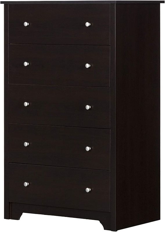 Photo 1 of (PARTS ONLY, MISSING HARDWARE)
South Shore Vito Collection 5-Drawer Dresser, Chocolate with Matte Nickel Handles
