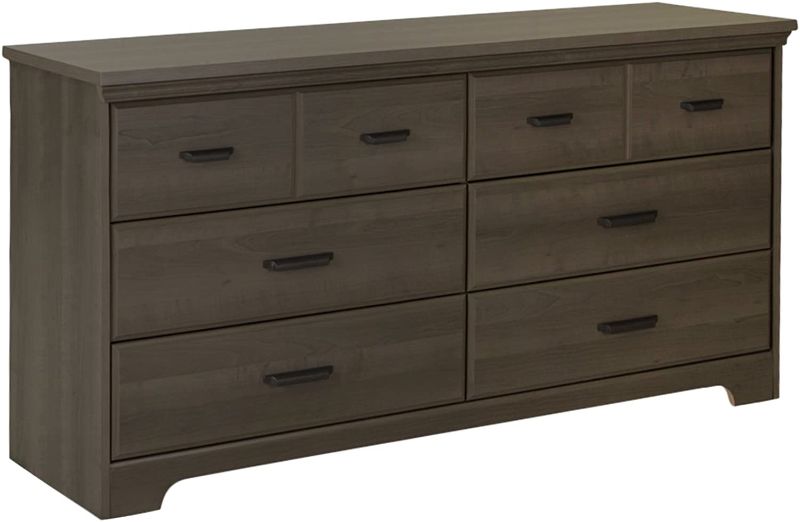 Photo 1 of INCOMPLETE** South Shore Versa Collection 6-Drawer Double Dresser, Gray Maple with Antique Handles
