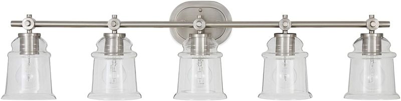 Photo 1 of allen + roth Winsbrell 5-Light 9.25-in Brushed nickel Bell Vanity Light
