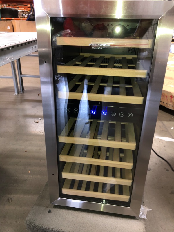 Photo 6 of Phiestina Dual Zone Wine Cooler Refrigerator - 33 Bottle Free Standing Compressor Fridge and Chiller for Red and White Wines - 16'' Glass Door Wine Refrigerator with Digital Memory Temperature Control
