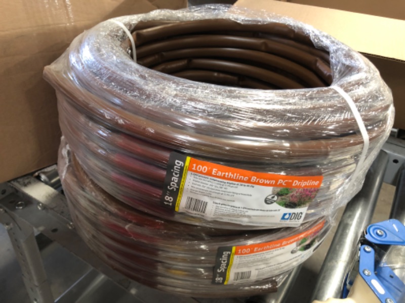 Photo 2 of 2 pack- DIG Earthline Brown PC 100 ft. 1-GPH Pressure Compensating Drip Line with 18 in. Spacing