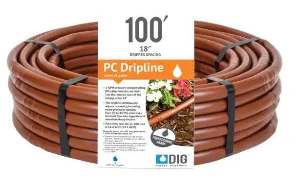 Photo 1 of 2 pack- DIG Earthline Brown PC 100 ft. 1-GPH Pressure Compensating Drip Line with 18 in. Spacing