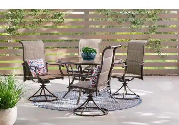 Photo 1 of Hampton Bay Riverbrook Espresso Brown 5-Piece Steel Outdoor Patio Dining Set