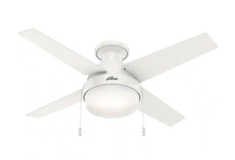 Photo 1 of **pallet of10*damaged*missing components*sold as is*nonrefundable**

Hunter Ristrello 44 in. LED Low Profile Indoor Fresh White Ceiling Fan with Light Kit