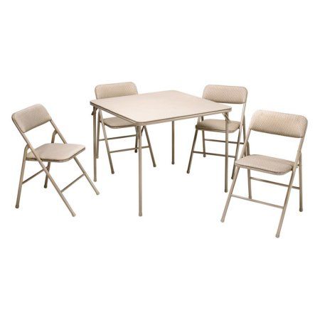 Photo 1 of **MINOR DAMAGE** Cosco 5-Piece Beige Mist Portable Folding Card Table Set
