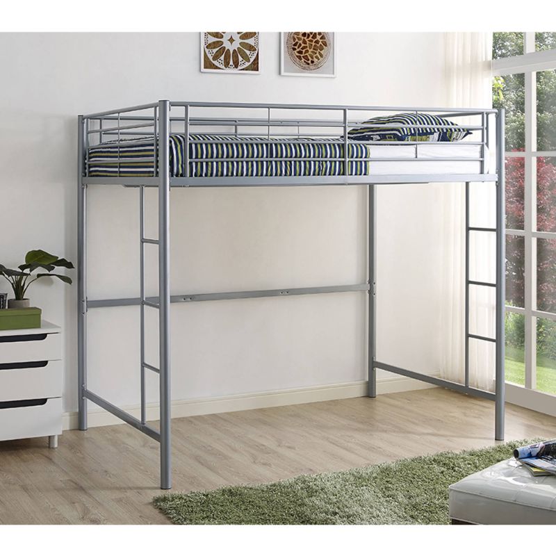 Photo 1 of **MISSING HARDWARE** Silver Metal Full Loft Bed
