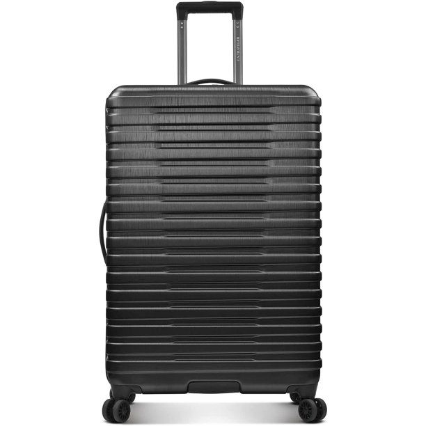 Photo 1 of ***DAMAGED ZIPPER AND UNIT* U.S. Traveler Boren Polycarbonate Hardside Rugged Travel Suitcase Luggage with 8 Spinner Wheels, Aluminum Handle, Black, Checked-Large 30-Inch
