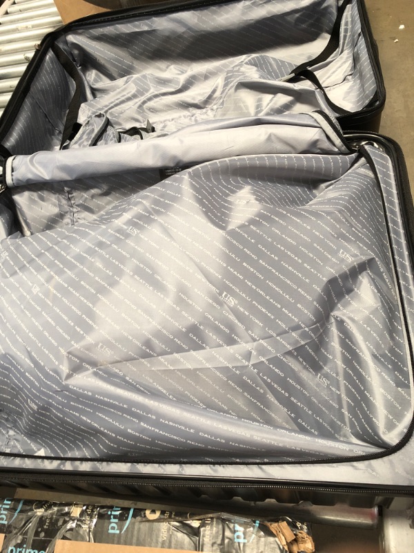 Photo 2 of ***DAMAGED ZIPPER AND UNIT* U.S. Traveler Boren Polycarbonate Hardside Rugged Travel Suitcase Luggage with 8 Spinner Wheels, Aluminum Handle, Black, Checked-Large 30-Inch
