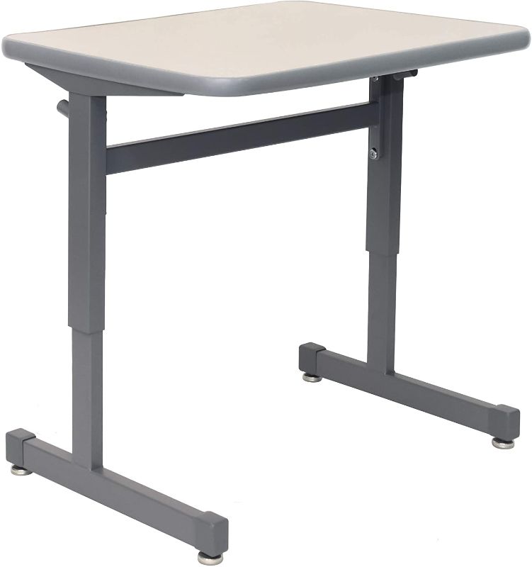 Photo 1 of **MISISNG PARTS** Smith System 01650CLNPLTPLT Silhouette Single Student Desk, Classic Linen Laminate with Platinum Edge
