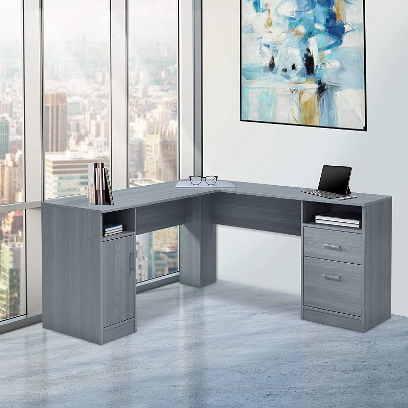 Photo 1 of ***BOX 1 OF 2***
Techni Mobili Functional Storage L-Shaped Computer Desk, Grey