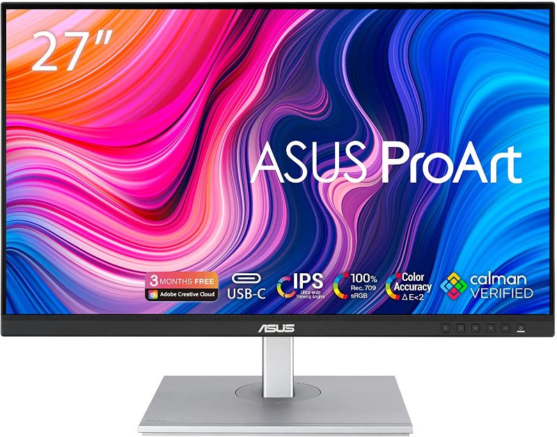 Photo 1 of ASUS ProArt Display 27" Monitor PA278CV - WQHD (2560 x 1440), IPS, 100% sRGB, 100% Rec. 709,  < 2, Calman Verified, USB Hub, USB-C, DisplayPort Daisy-chaining, HDMI, Eye Care, Height Adjustable
