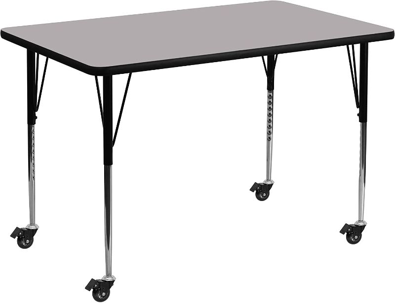 Photo 1 of **MISSING PARTS**TABLE TOP ONLY** Flash Furniture Mobile 36''W x 72''L Rectangular Grey Thermal Laminate Activity Table - Standard Height Adjustable Legs
