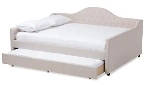 Photo 1 of **MISSING SECTIONS**ONLY BOX 1 OUT OF 2 BOXES** Baxton Studio
Eliza Light Beige Trundle Daybed