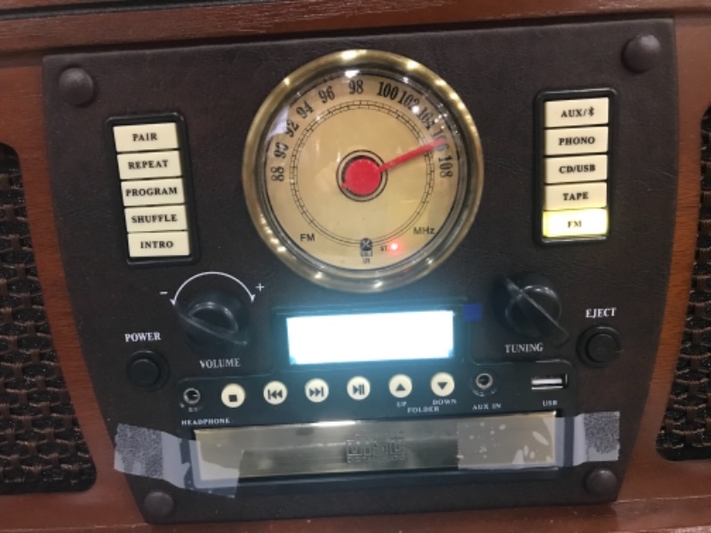 Photo 1 of Victrola 8-in-1 Bluetooth Record Player & Multimedia Center, Built-in Stereo Speakers - Turntable, Wireless Music Streaming, Real Wood | Mahogany
