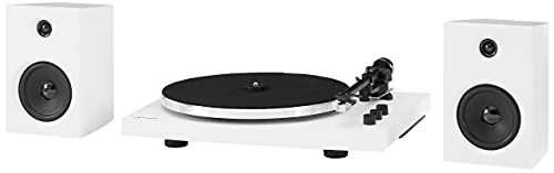 Photo 1 of **DAMAGED**
Crosley T150B-WH Modern 2-Speed Bluetooth Turntable System with Variable Weighted Tone Arm and Stereo Speakers, White

