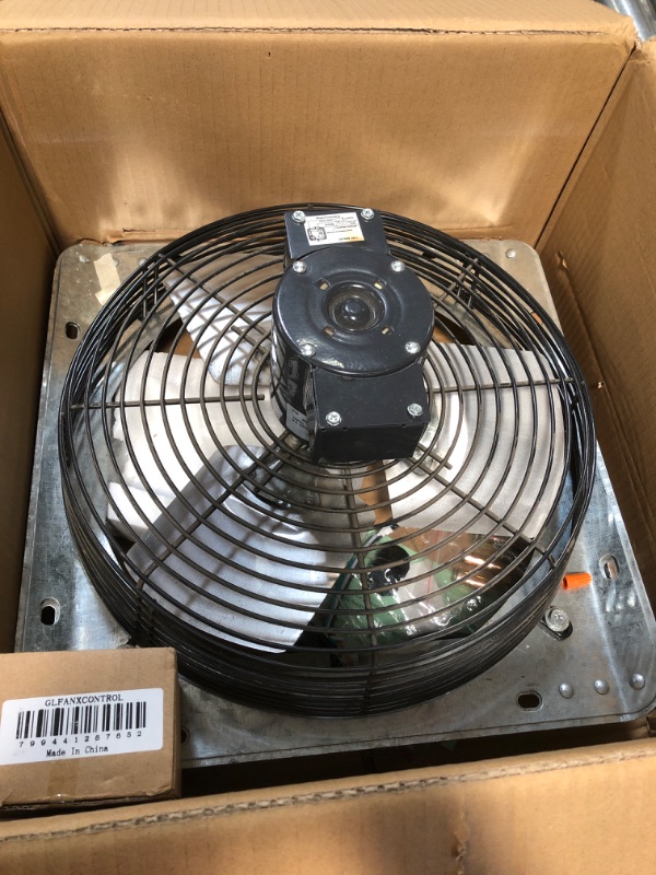 Photo 2 of ***PARTS ONLY*** IPower 12 Inch Variable Shutter Exhaust Fan Aluminum with Speed Controller and Power Cord Kit, 1620RPM, 940 CFM, 1-Pack, Silver
