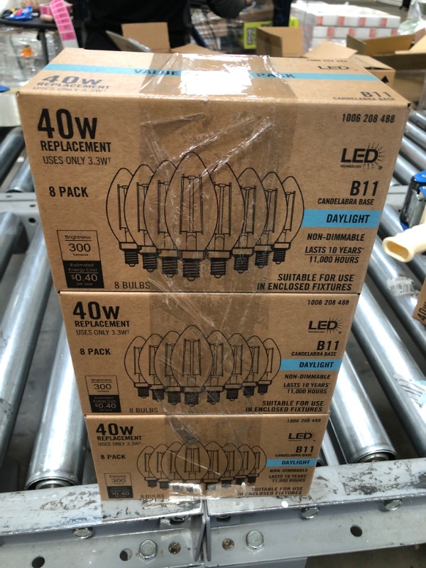 Photo 2 of 40-Watt Equivalent B11 Non-Dimmable CEC Clear Glass Filament Vintage Edison LED Light Bulb Daylight 3 (8-Pack)