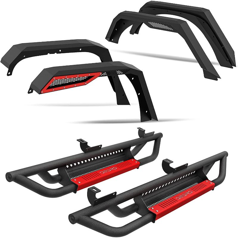 Photo 1 of **box one only** OEDRO Running Boards & Fender Flares Compatible with 2007-2018 Jeep Wrangler JK & Unlimited JKU 2 Door
