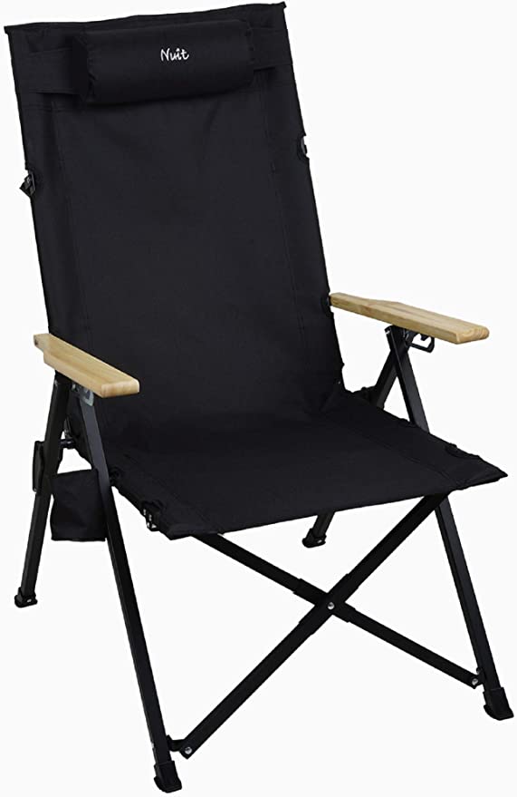 Photo 1 of Nuit Camp Chairs for Adults Outdoor Folding Chairs Foldable Upholstered Armchair with Cup Holder Four-Section Adjustable Lumbar Back Chair Camping Furniture
