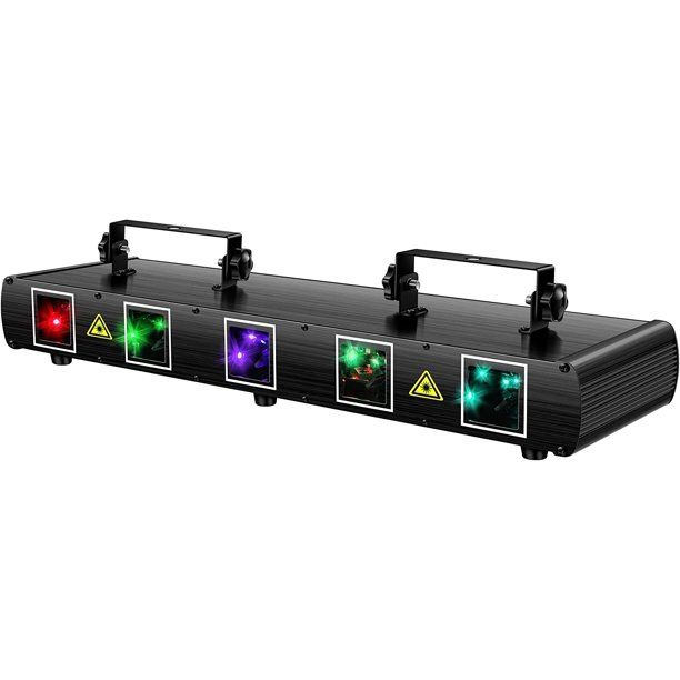 Photo 1 of Laser Lights, 5 Beam Effect Sound Activated DJ Party Lights RGBYC LED Music Light by DMX Control for Disco Dancing Birthday Bar Stage Lighting
