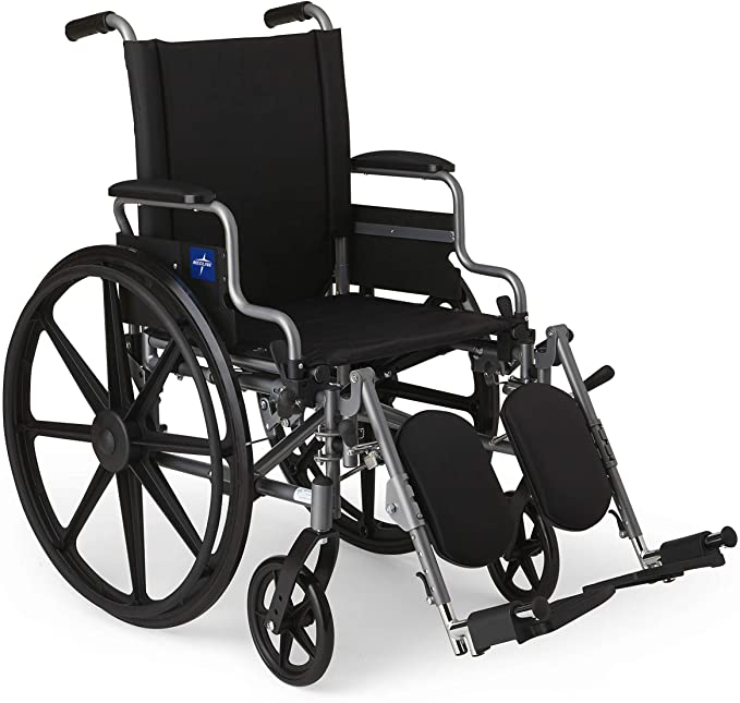 Photo 1 of **PARTS ONLY** Medline Lightweight & User-Friendly Wheelchair With Flip-Back, Desk-Length Arms & Elevating Leg Rests for Extra Comfort, Gray, 18 Seat
