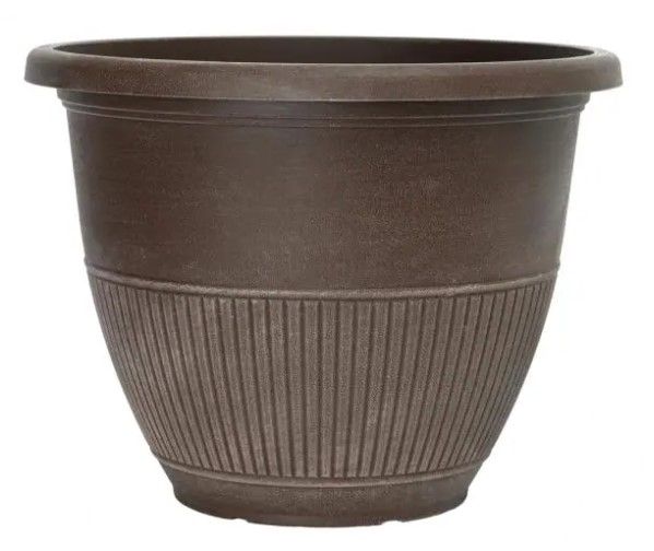 Photo 1 of 2PCK 17 in. Rene Bark Brush Plastic Round Planter