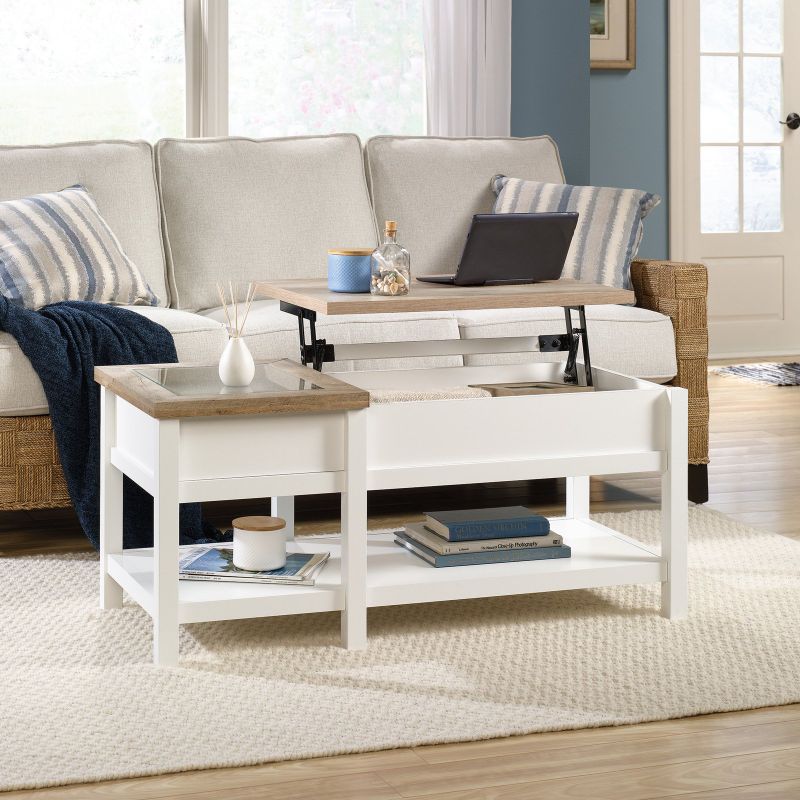 Photo 1 of Sauder Cottage Road Lift Top Coffee Table, 19"H X 42-7/8"W X 19"D, Lintel Oak/Soft White
