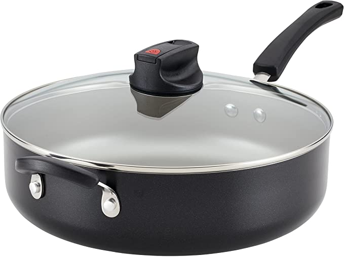 Photo 1 of Farberware Smart Control Nonstick Jumbo Cooker/Saute Pan with Lid and Helper Handle, 6 Quart, Black
