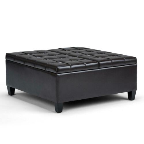 Photo 1 of *DAMAGED* Simpli Home Harrison Coffee Table Storage Ottoman Tanners Brown 