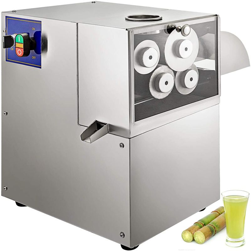 Photo 1 of **PARTS ONLY** VBENLEM Sugarcane Press Electric 4 Rollers 304 Stainless Steel Rollers 660lb/h Output Sugar Cane Press with Acrylic Transparent Door for Commercial Juicing Sugar Cane Kumquat Citrus Ginger
