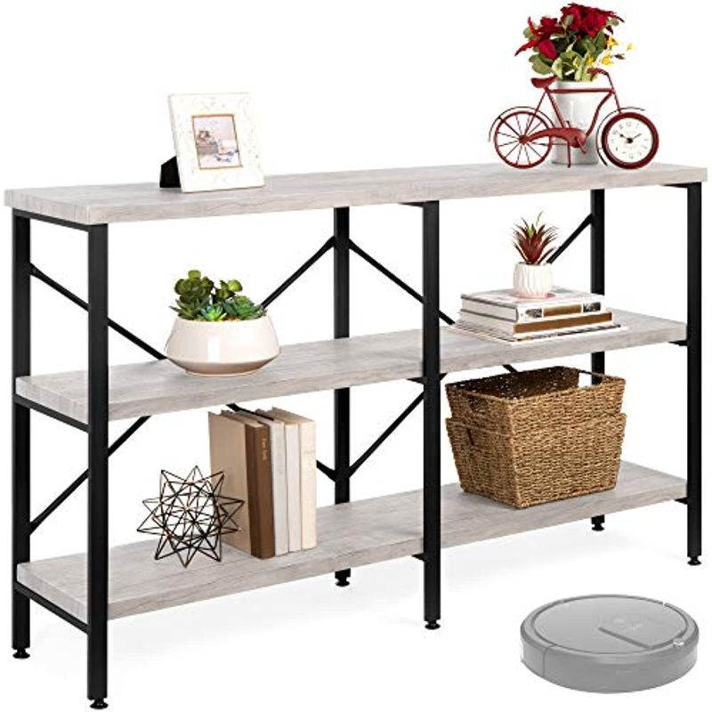 Photo 1 of  55in Rustic 3-Tier Console Sofa Table, Industrial Foyer Table for Living Room, Entry Way