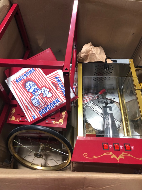 Photo 2 of Great Northern Popcorn Red Matinee Movie 8 oz. Ounce Antique Popcorn Machine and Cart
