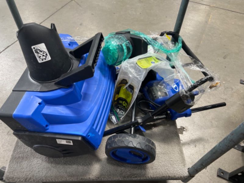 Photo 2 of Snow Joe SJ625E Electric Walk-Behind Single Stage Snow Thrower/Blower, 21 in Clearing Width, 15-amp Motor , Directional Chute Control, LED Light (Blue)
