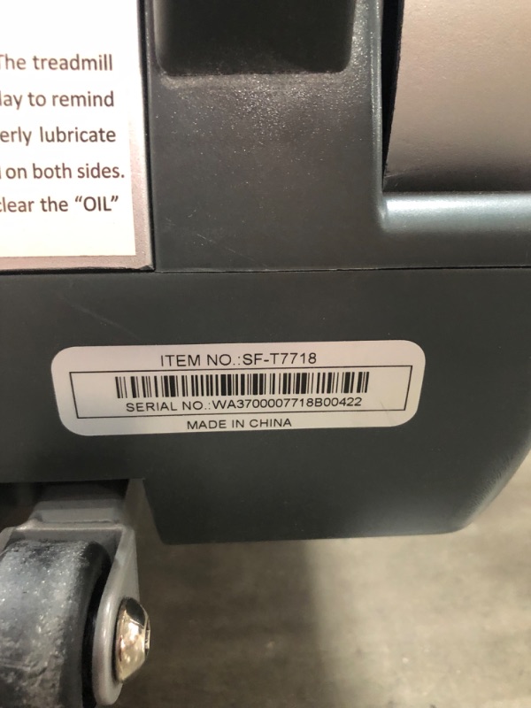 Photo 4 of **MISSING POWER CORD**Sunny Health & Fitness No Assembly Motorized Folding Running Treadmill, 20" Wide Belt, Flat Folding & Low Profile for Portability with Speakers for USB and AUX Audio Connection - Strider, SF-T7718
