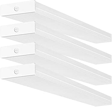 Photo 1 of Hykolity 4FT LED Wraparound Light 40W 4 Foot LED Shop Lights for Garage, [2-lamp 32W Fluorescent Equiv.] 4400lm 4000K LED Wrap Light, Flushmount Office Ceiling Light Fixture ETL Listed 4 Pack
