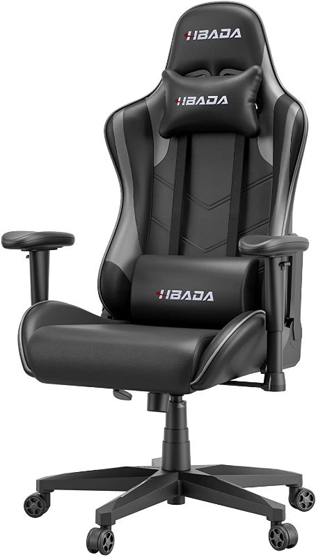 Photo 1 of Hbada Gaming Chair Ergonomic Racing Chair High-Back Computer Chair with Height Adjustable Headrest and Lumbar Support E-Sports Swivel Chair, Grey
