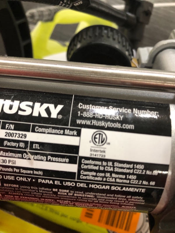 Photo 3 of Husky 120 Volt Inflator 365 164
