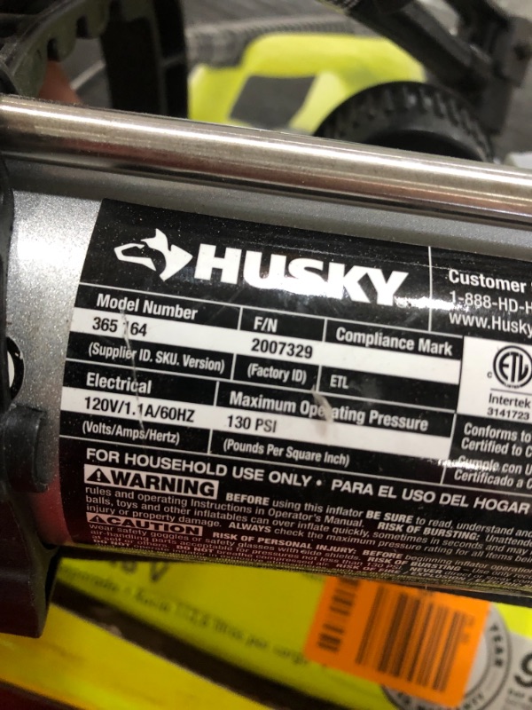 Photo 2 of Husky 120 Volt Inflator 365 164
