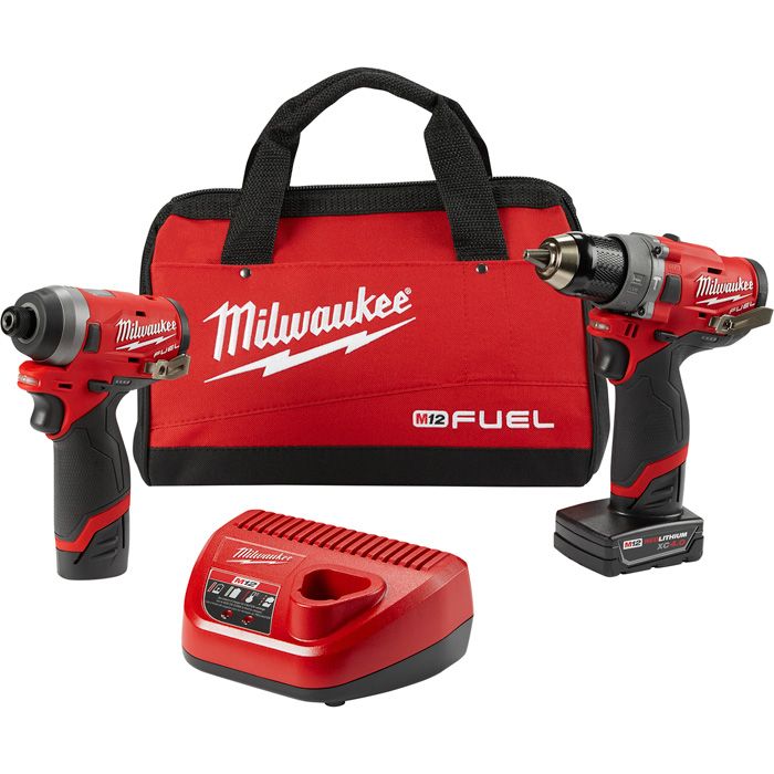 Photo 1 of Milwaukee M12 FUELâ„¢ 2-Tool Combo Kit: 1/2 in. Hammer Drill and 1/4 in. Hex Impact Driver
