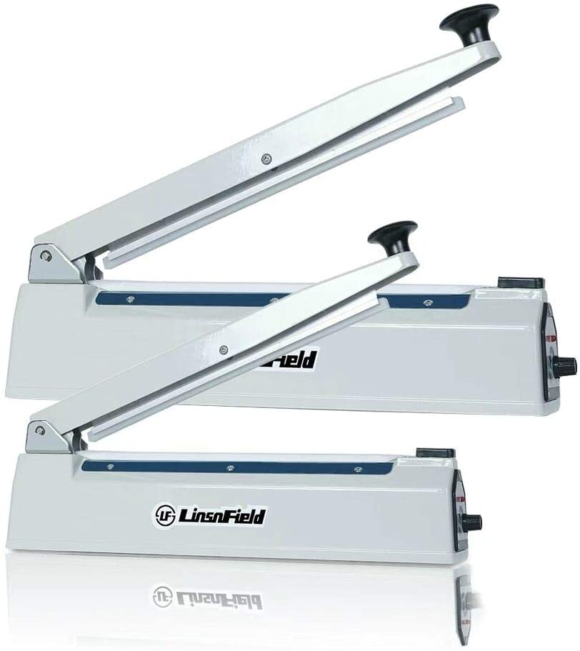 Photo 1 of LinsnField Sealer Pro, 12-inch Super Impulse Heat Bag Sealer, 5-mm Sealing System with Patent for Never Burn Out, Antioxidant Aluminium Body, Copper Transformer, Built-in Fuse Safety System, White
