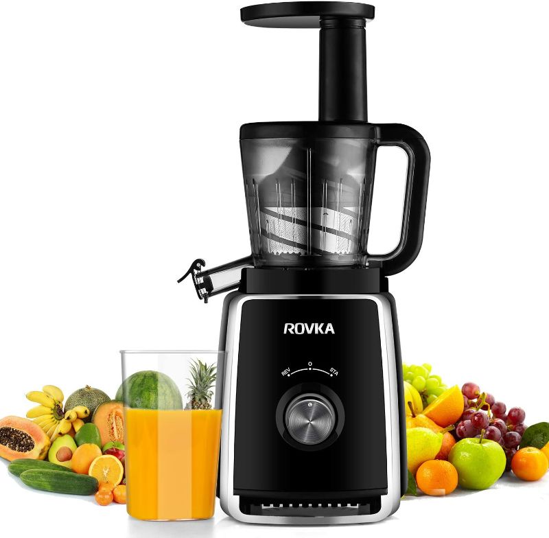 Photo 1 of ROVKA Masticating Juicer with Quiet Motor, Slow Juice Extractor for Higher Nutrient and Vitamins, Easy to Clean Cold Press Juicer for Fruits and Vegetable
